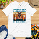 Malinois Dog Themed Clothes - Canine Tee Shirts For Humans - Gifts for Dog Lovers - Time Spent With Dogs & Beer Is Never Wasted T-Shirt - White