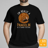 Mammal Anteater T-Shirt - I'm Really A Pangolin Shirt - Extinction Animals & Endangered Species Shirt - Animal Lovers & Activists Tee - Black, Plus Size