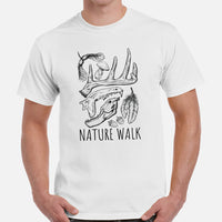 Maple Samara, Elk, Oaknut, Acorn, Mushroom & Dinosaur Bone Cottagecore T-Shirt - Biology, Paleontology Shirt - Gift for Geologist - White, Men