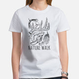 Maple Samara, Elk, Oaknut, Acorn, Mushroom & Dinosaur Bone Cottagecore T-Shirt - Biology, Paleontology Shirt - Gift for Geologist - White, Women