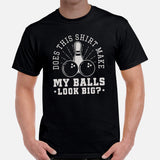 Men's Bowler Shirt, Outfit - Bowling Alley Themed Party Favors - Gifts for Bowlers - Funny Does This Shirt Make My Balls Look Big Tee - Black, Men