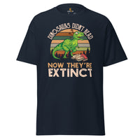 Ideal Book Lovers Gift Dinosaurs Didn't Read Now They're Extinct Bookish Shirt - Vintage Dinosaur T-Shirt for Bookworms, Librarians - Navy