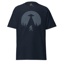 Yeti, Bigfoot, Sasquatch & UFO Alien Abduction Sasquatchy Shirt for Outdoor Adventure, Camping, Hiking, Space and Mythology Enthusiasts - Navy