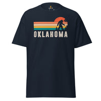 Camping & Hiking Patriotic Shirt - Presents, Gift Ideas for Happy Campers & Hikers - Bigfoot Sasquatch Tee Shirt - Oklahoma Yeti T-Shirt - Navy