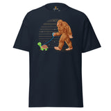 Bigfoot Walks Turtle Shirt - Mythical Cryptid Yeti, Sasquatch Shirt - Tortoise Tee for Wilderness Adventure Enthusiasts, Biologist - Navy