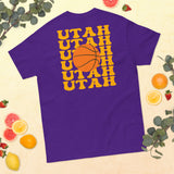 Bday & Christmas Gift Ideas for Basketball Lovers, Coach & Player - Senior Night, Game Outfit & Attire - Utah B-ball Fanatic T-Shirt - Purple, Back