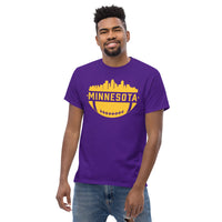 Minnesota Skyline Football Fanatic Vintage Graphic T-Shirt: Gift Ideas for Him & Her, Football Fans - Retro Style Game Day Shirt - Purple