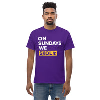 Minnesota Football Fanatic Vintage Graphic T-Shirt: Ideal Gift for Football Fans - Game Day Shirt - On Sundays We Skol Shirt - Purple