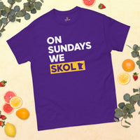 Minnesota Football Fanatic Vintage Graphic T-Shirt: Ideal Gift for Football Fans - Game Day Shirt - On Sundays We Skol Shirt - Purple