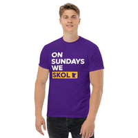 Minnesota Football Fanatic Vintage Graphic T-Shirt: Ideal Gift for Football Fans - Game Day Shirt - On Sundays We Skol Shirt - Purple, Men