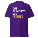 Minnesota Football Fanatic Vintage Graphic T-Shirt: Ideal Gift for Football Fans - Game Day Shirt - On Sundays We Skol Shirt - Purple