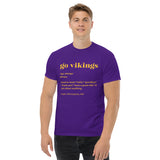 Minneapolis Football Fanatic Vintage Graphic T-Shirt: Ideal Gifts for Football Fans - Game Day Tee - Funny Go Vikings Definition Shirt - Purple, Men