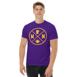 Minnesota Football Emblem Fanatic Vintage Graphic T-Shirt - Game Day Shirt - Retro Style, Ideal Gifts for Him & Her, Football Fans - Purple, Men