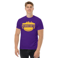 Minnesota Skyline Football Fanatic Vintage Graphic T-Shirt: Gift Ideas for Him & Her, Football Fans - Retro Style Game Day Shirt - Purple, Men