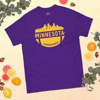 Minnesota Skyline Football Fanatic Vintage Graphic T-Shirt: Gift Ideas for Him & Her, Football Fans - Retro Style Game Day Shirt - Purple