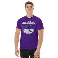 Vintage Colorado Skyline Baseball Fanatic Shirt: Gift Ideas for Him & Her, Baseball Lovers & Enthusiasts - Retro Style Game Day Tee - Purple, Men
