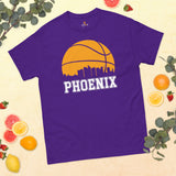 Ideal Christmas Gift for Basketball Lover, Coach & Player - Senior Night, Game Outfit & Attire - Phoenix Skyline B-ball Fanatic T-Shirt - Purple