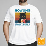 Men's & Women's Bowler Shirt, Outfit - Bowling Alley Themed Party Favors - Gift for Bowler - Bowling & Beer Because Murder Is Wrong Tee - White, Plus Size