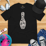 Men's & Women's Bowler T-Shirt, Outfit - Bowling Alley Themed Party Favors - Gifts for Bowlers - Retro Eat Sleep Bowling Repeat Tee - Black