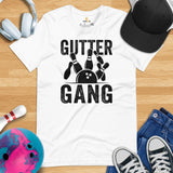 Men's & Women's Bowler T-Shirt, Outfit - Bowling Alley Themed Party Favors - Present, Gift for Bowler - Gutter Gang Tee - White