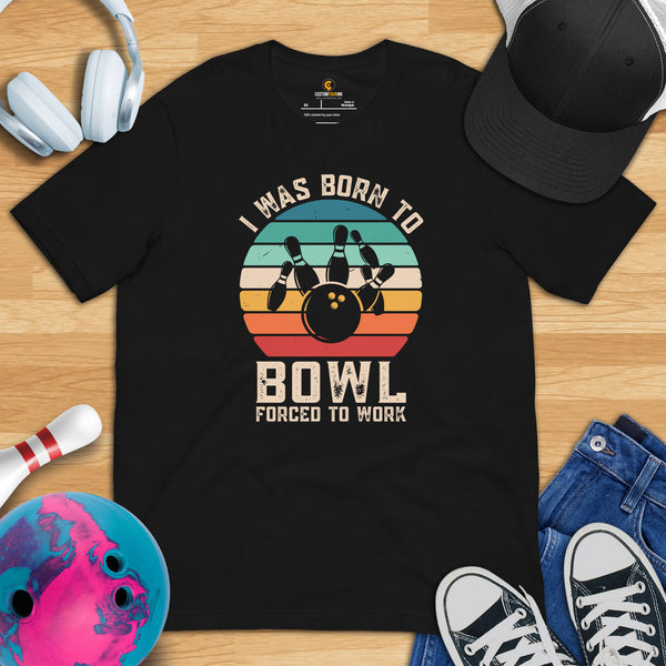 Men's & Women's Bowler T-Shirt, Outfit - Bowling Alley Themed Party Favors - Presents, Gifts for Bowlers - Funny Born To Bowl Tee - Black