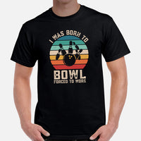 Men's & Women's Bowler T-Shirt, Outfit - Bowling Alley Themed Party Favors - Presents, Gifts for Bowlers - Funny Born To Bowl Tee - Black, Men