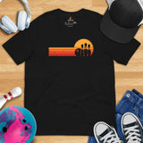 Men's & Women's Bowler T-Shirt, Outfit - Bowling Alley Themed Party Favors - Presents, Gifts for Bowlers - Retro Bowling Crash Tee - Black