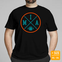 Miami Football Emblem Fanatic Vintage Graphic T-Shirt: Retro Style, Ideal Gifts for Him & Her, Football Fans - Game Day Shirt - Black, Plus Size