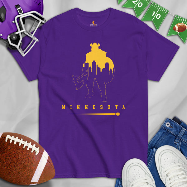 Minnesota T-Shirt - MN Shirt - Game Day Shirt - Vintage Football Shirt - Gift for Football Fan - Viking T-Shirt - Minnesota Skyline Shirt - Purple