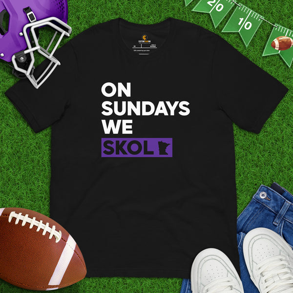 Minnesota T-Shirt - MN Shirt - Game Day Shirt - Football Tee - Vintage Football Shirt - Gift for Football Fan - On Sundays We Skol Shirt - Black