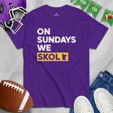 Minnesota Football Fanatic Vintage Graphic T-Shirt: Ideal Gift for Football Fans - Game Day Shirt - On Sundays We Skol Shirt - Purple
