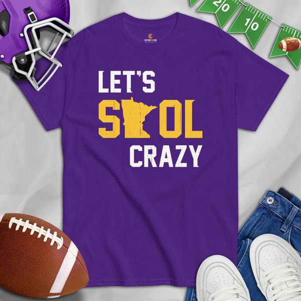 Minnesota Shirt - MN Shirt - Game Day Shirt - Football Tee - Vintage Football Shirt - Gift for Football Fan, Lover - Let's Skol Crazy Shirt - Purple