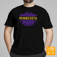 Minnesota Skyline Football Fanatic Vintage Graphic T-Shirt: Ideal Gift for Him & Her, Football Fans - Retro Style Game Day Shirt - Black, Plus Size