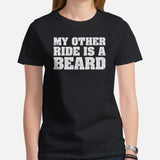 Motorcycle Gear - Gifts for Her, Motorbike Riders - Moto Riding Gears, Biker Attire, Clothing - Funny My Other Ride Is A Beard T-Shirt - Black, Women