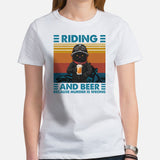 Motorcycle Gear - Gifts for Motorbike Riders, Cat Lovers - Moto Gears, Attire - Funny Riding And Beer Because Murder Is Wrong T-Shirt - White, Women