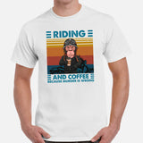 Motorcycle Gear - Gifts for Motorbike Riders - Moto Gears, Attire - Funny Riding & Coffee Because Murder Is Wrong Monkey Biker T-Shirt - White, Men