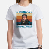 Motorcycle Gear - Gifts for Motorbike Riders - Moto Gears, Attire - Funny Riding & Coffee Because Murder Is Wrong Monkey Biker T-Shirt - White, Women