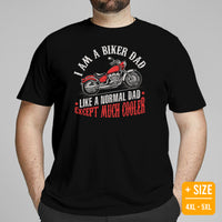 Funny Motorcycle T-Shirt - Motorbike Riding Shirt - Motorhead Shirt - Presents for Bikers - Biker Dad Like A Normal Dad But Cooler T-Shirt - Black, Plus Size