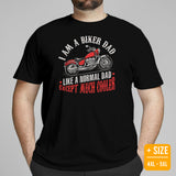 Funny Motorcycle T-Shirt - Motorbike Riding Shirt - Motorhead Shirt - Presents for Bikers - Biker Dad Like A Normal Dad But Cooler T-Shirt - Black, Plus Size