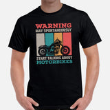 Motorcycle Gear - Gifts for Motorbike Riders - Moto Riding Gears, Biker Attire, Clothing - Funny May Start Talking About Motorbikes Tee - Black, Men