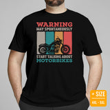 Motorcycle Gear - Gifts for Motorbike Riders - Moto Riding Gears, Biker Attire, Clothing - Funny May Start Talking About Motorbikes Tee - Black, Plus Size