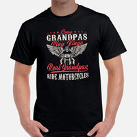 Motorcycle Gear - Gifts for Motorbike Riders - Moto Riding Gears, Biker Attire, Clothing - Funny Real Grandpas Ride Motorcycles T-Shirt - Black, Men