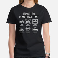 Motorcycle Gear - Gifts for Motorbike Riders - Moto Riding Gears, Biker Attire, Clothing - Funny Things I Do In My Spare Time T-Shirt - Black, Women