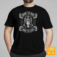 Motorcycle Gear - Unique Gifts for Motorbike Riders - Moto Riding Gears, Biker Attire, Clothing, Outfit - Retro Monkey Biker T-Shirt - Black, Plus Size