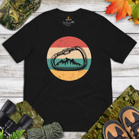 Mountaineering Shirt - Gifts for Climbers, Hikers, Outdoorsy Mountain Men - Hiking Outfit, Clothes - 80s Retro Climbing Carabiner Tee - Black