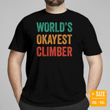 Mountaineering Shirt - Gifts for Climbers, Hikers, Outdoorsy Mountain Men - Hiking Outfit, Clothes - Retro World's Okayest Climber Tee - Black, Plus Size