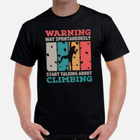 Mountaineering Shirt - Gifts for Climbers, Outdoorsy Mountain Men - Hiking Outfit, Clothes - Funny May Start Talking About Climbing Tee - Black, Men