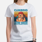 Mountaineering Shirt - Gifts for Rock Climbers, Hikers, Outdoorsy Men, Beer Lovers - Climbing And Beer Because Murder Is Wrong Tee - White, Women