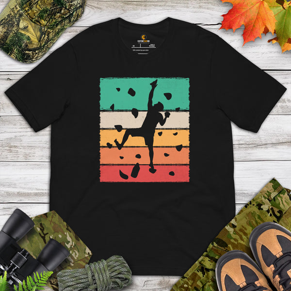 Mountaineering Shirt - Gifts for Rock Climbers, Hikers, Outdoorsy Mountain Men - Hiking Outfit, Attire, Clothes - Retro Bouldering Tee - Black