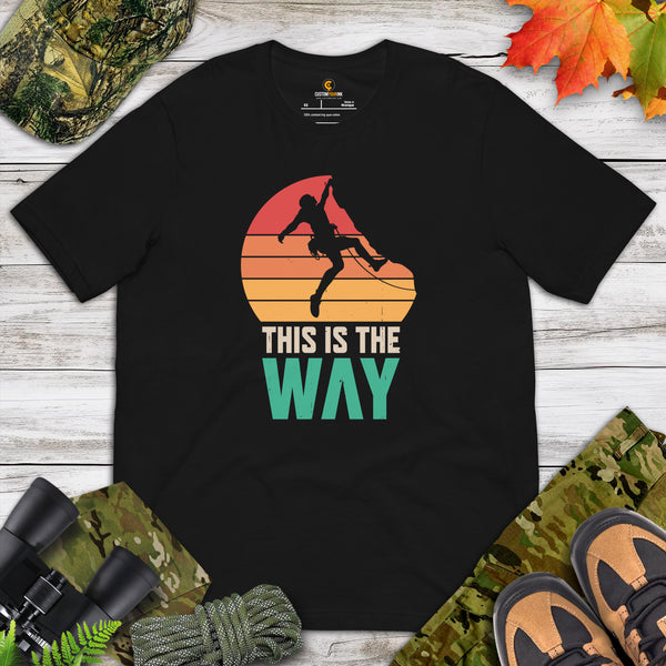 Mountaineering Shirt - Gifts for Rock Climbers, Hikers, Outdoorsy Mountain Men - Hiking Outfit, Attire, Clothes - Retro This Is Way Tee - Black